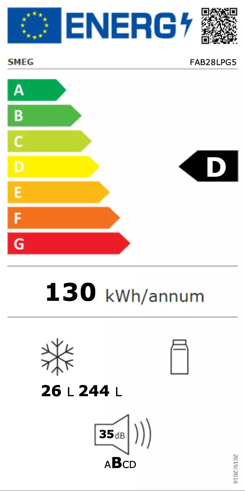 Page n°1 - Label énergétique Smeg FAB28LPG5