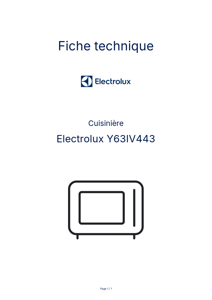 Page n°1 - Fiche technique Electrolux Y63IV443