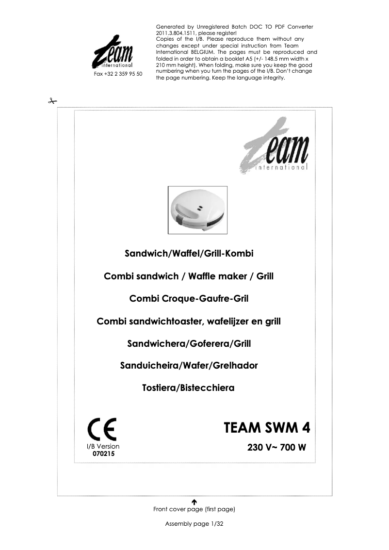 Imagen de la primera página del manual del dispositivo SWM 4