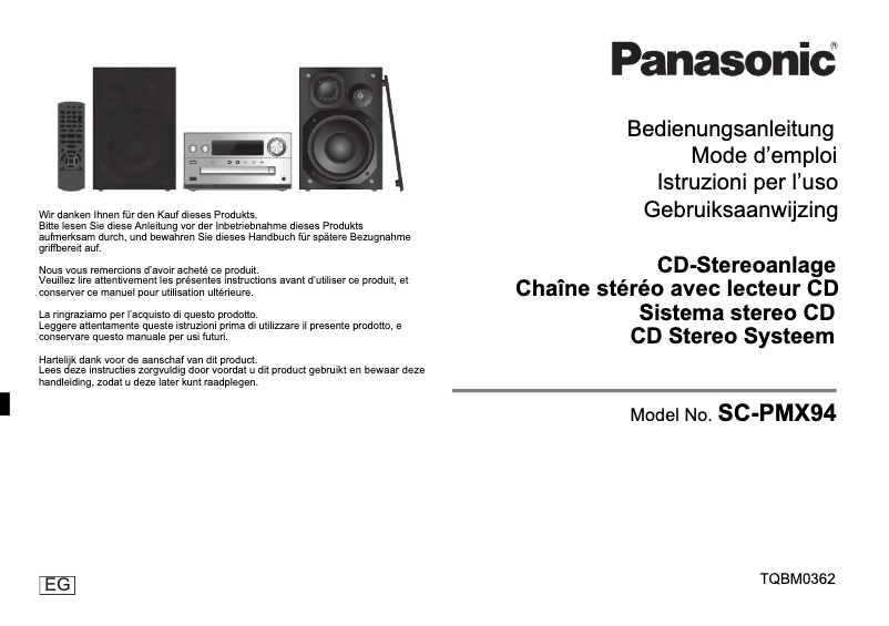 Page 1 of the manual User Manual Panasonic SC-PMX94