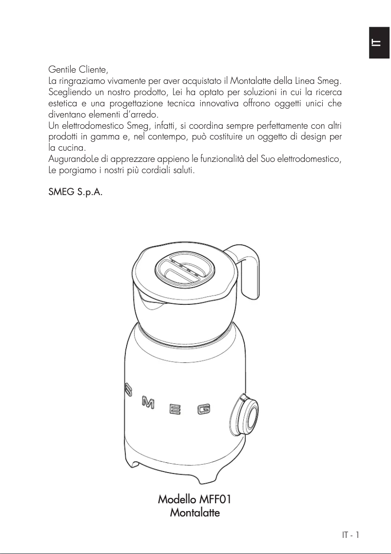 Page 1 de la notice Manuel utilisateur Smeg MFF11