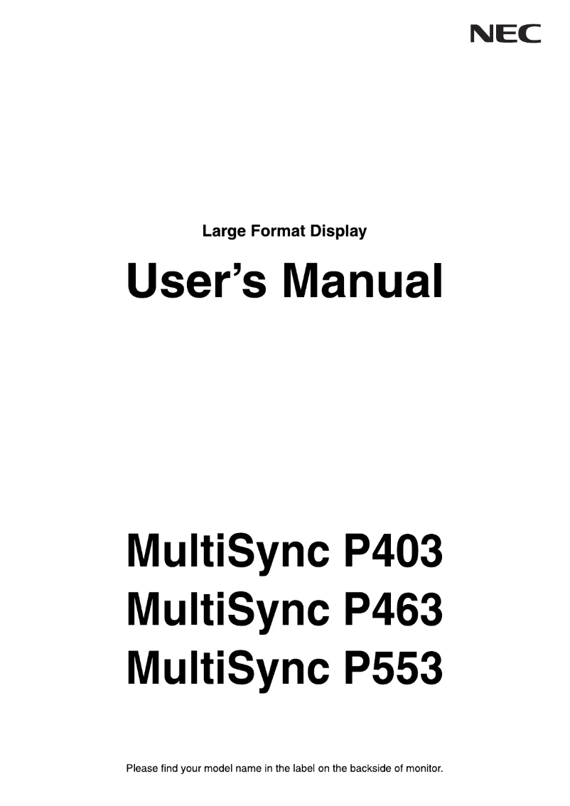 Página 1 del manual Manual de usuario NEC MultiSync P403 DST