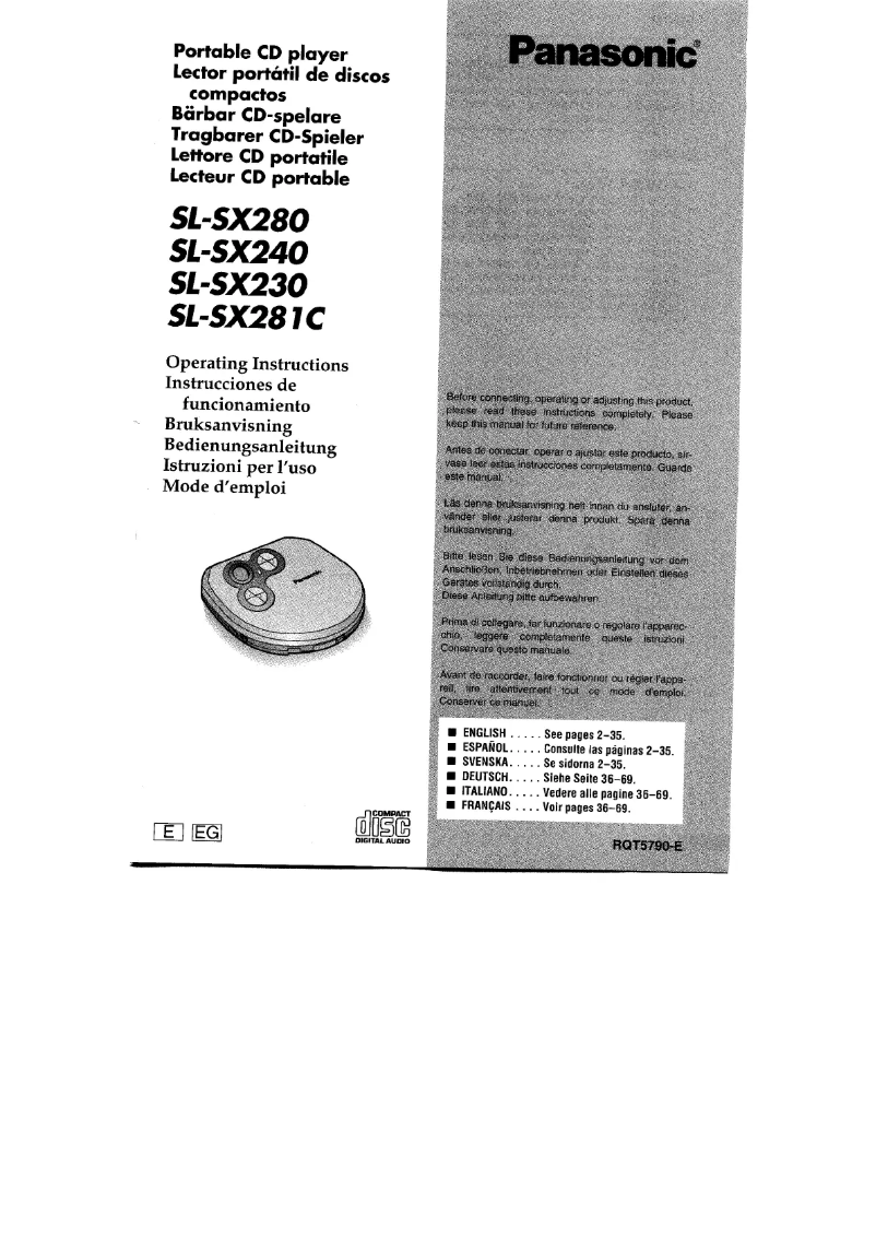 Image de la première page du manuel de l'appareil SL-SX230