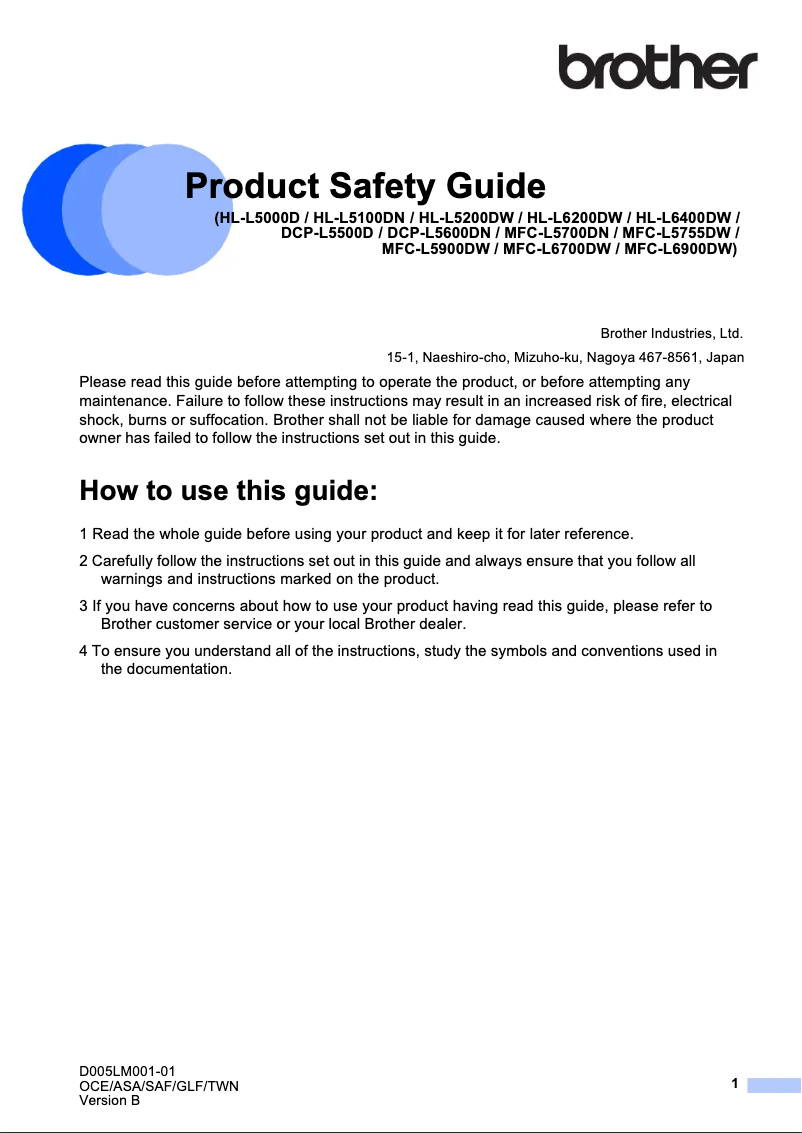 Image de la première page du manuel de l'appareil MFC-L5755DW