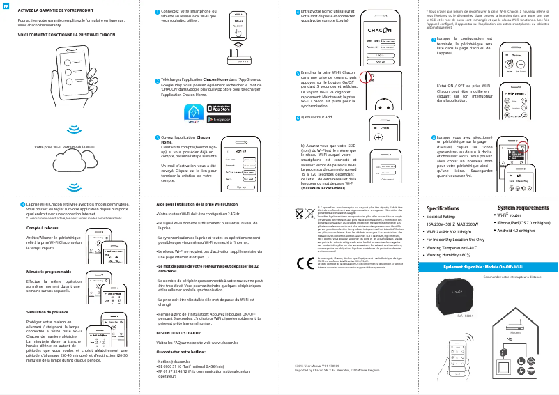 Page 1 de la notice Manuel utilisateur Chacon 53013