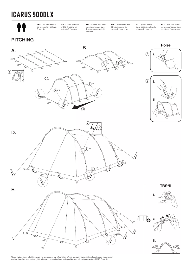 Page n°1 - Manuel utilisateur Vango Icarus 500DLX