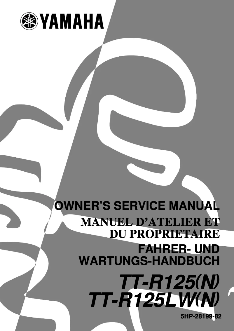 Page n°1 - Manuel utilisateur Yamaha TTR125
