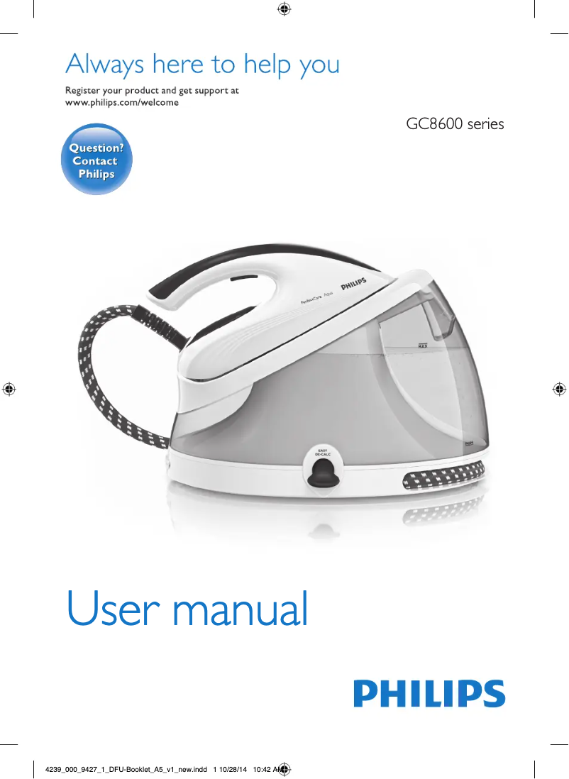 Page 1 de la notice Manuel utilisateur Philips PerfectCare Aqua GC8615