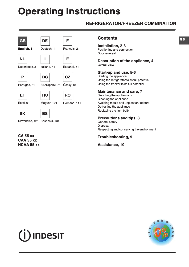 Image de la première page du manuel de l'appareil CAA 55 NX 1