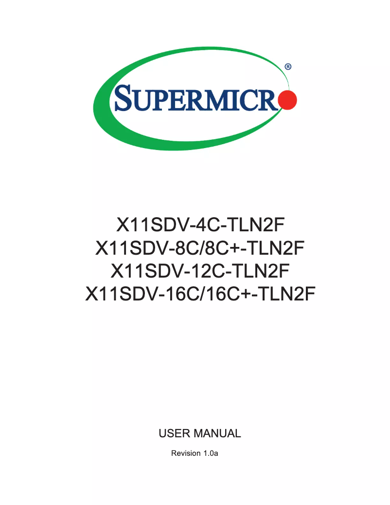 Page n°1 - Manuel utilisateur Supermicro X11SDV-12C-TLN2F