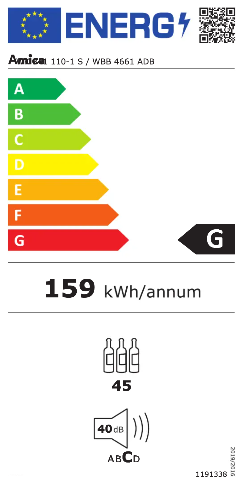 Page n°1 - Label énergétique Amica WCU2K60B45.2