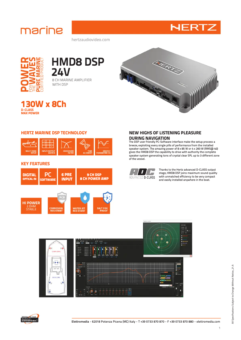 Page 1 de la notice Fiche technique Hertz HMD8 DSP