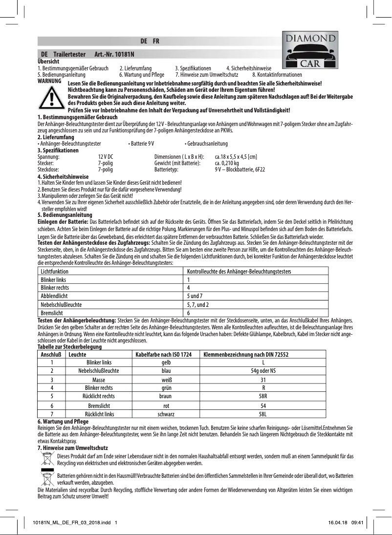 Page 1 de la notice Manuel utilisateur EAL 10181N