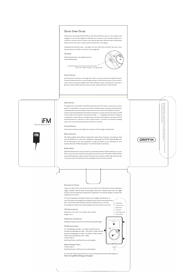 Page 1 de la notice Manuel utilisateur Griffin iFM