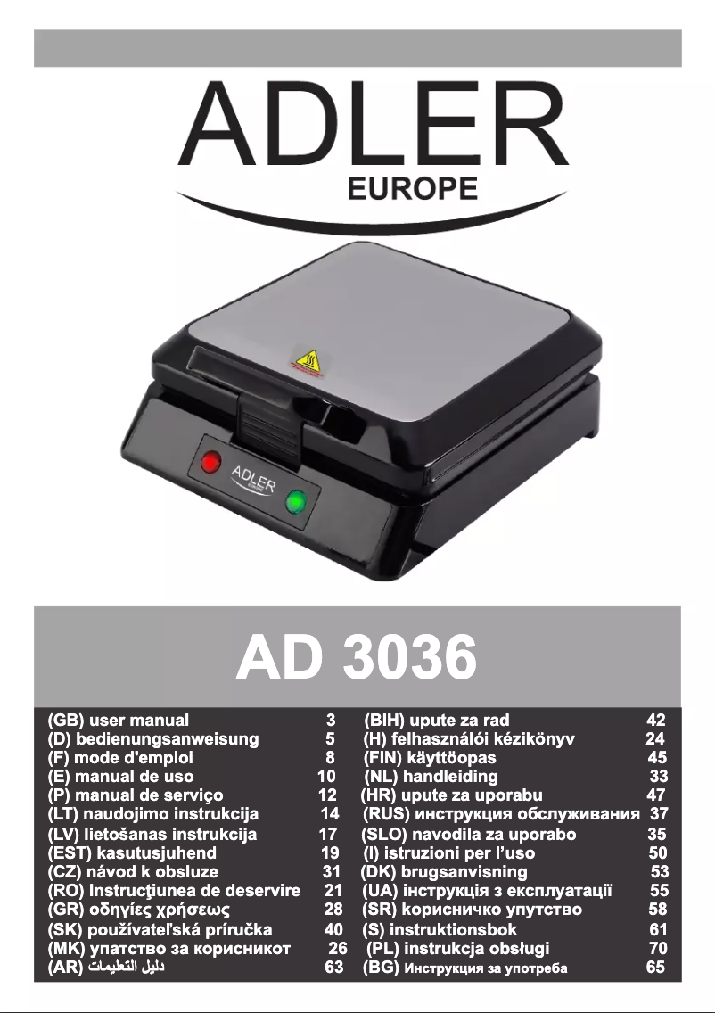 Image de la première page du manuel de l'appareil AD 3036