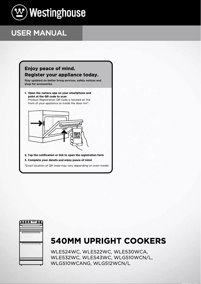 Page n°1 - Manuel utilisateur Westinghouse WLG510WCA