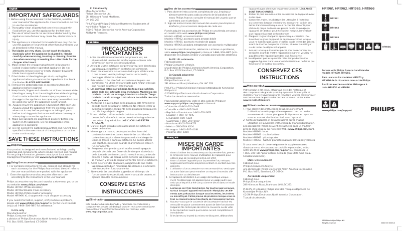 Page 1 de la notice Mode d'emploi Philips Avance Collection HR1966