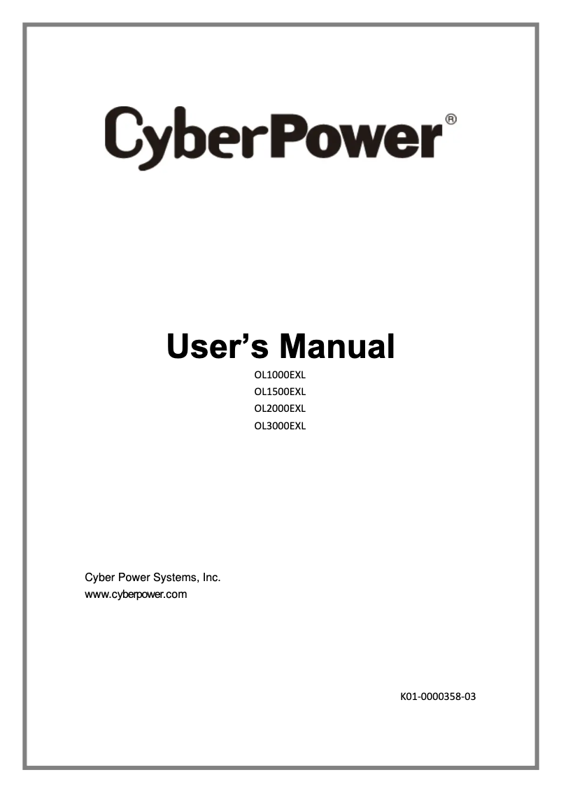 Page n°1 - Manuel utilisateur CyberPower OL3000EXL