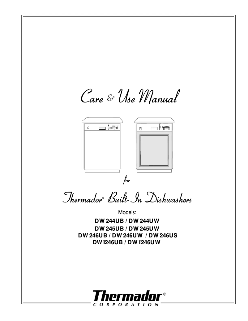 Page 1 de la notice Manuel utilisateur Thermador DW245UW