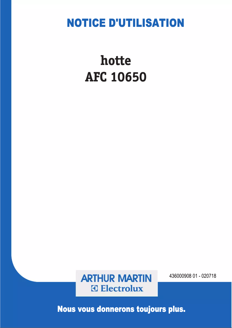 Page n°1 - Manuel utilisateur Arthur Martin-Electrolux AFC10650X
