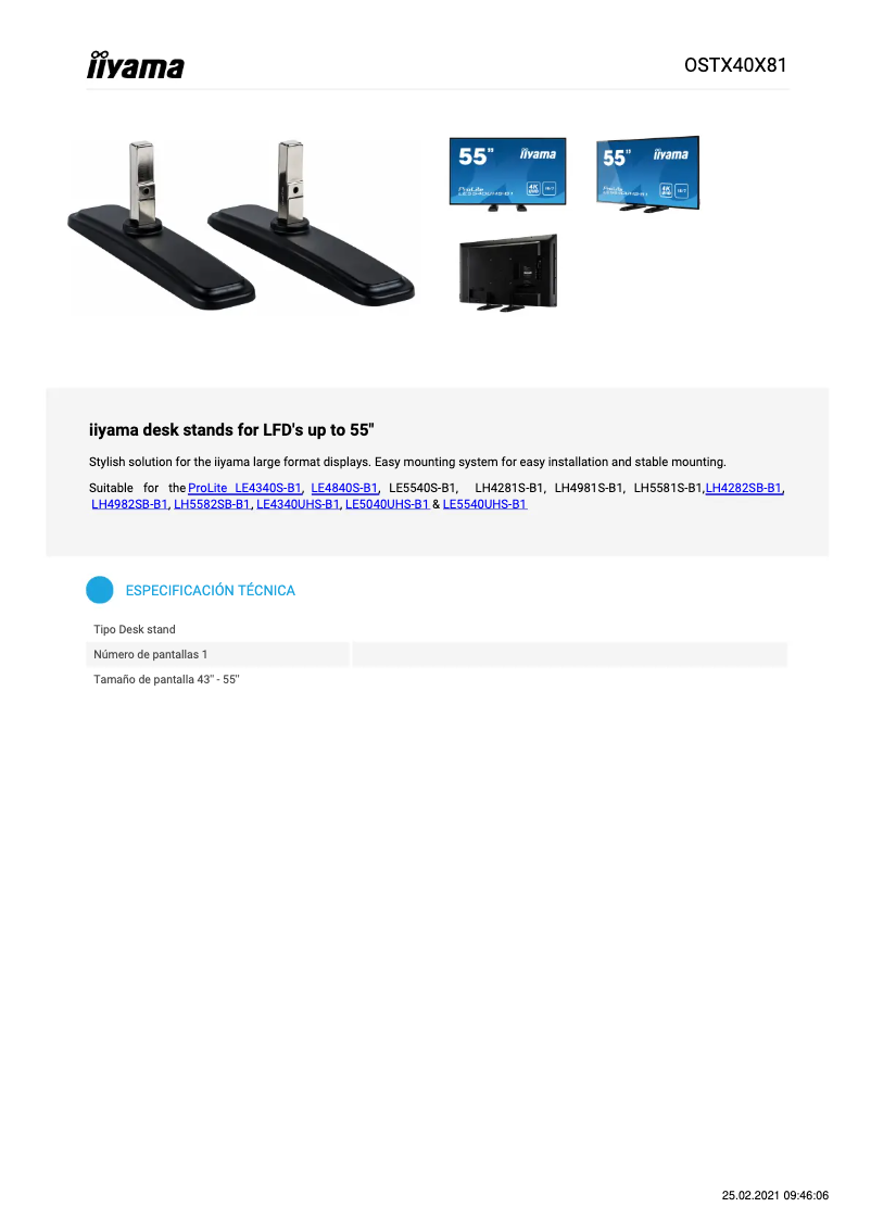 Page n°1 - Manuel utilisateur Iiyama OSTX40X81