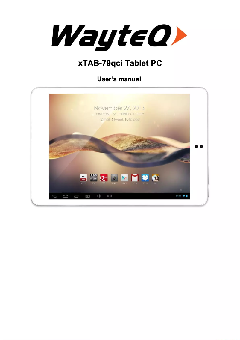 Page 1 de la notice Manuel utilisateur WayteQ XTab 79 QCI