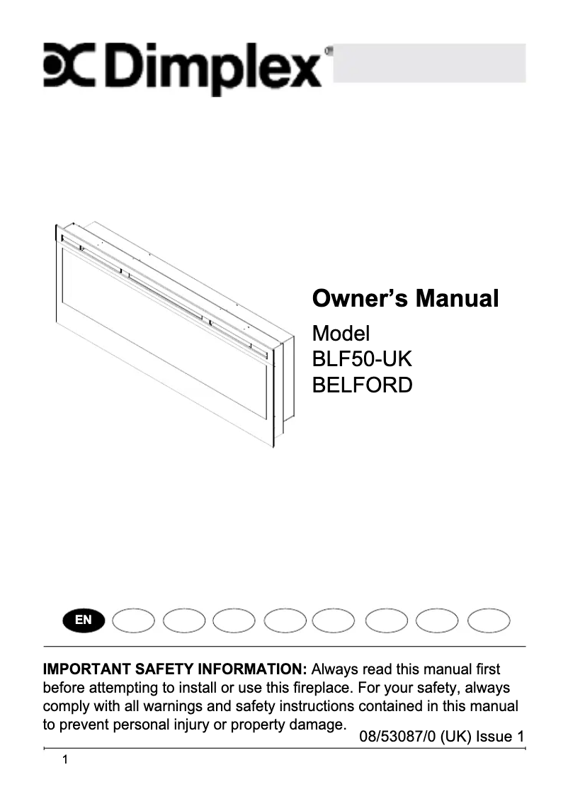 Page 1 de la notice Fiche technique Dimplex BLF50