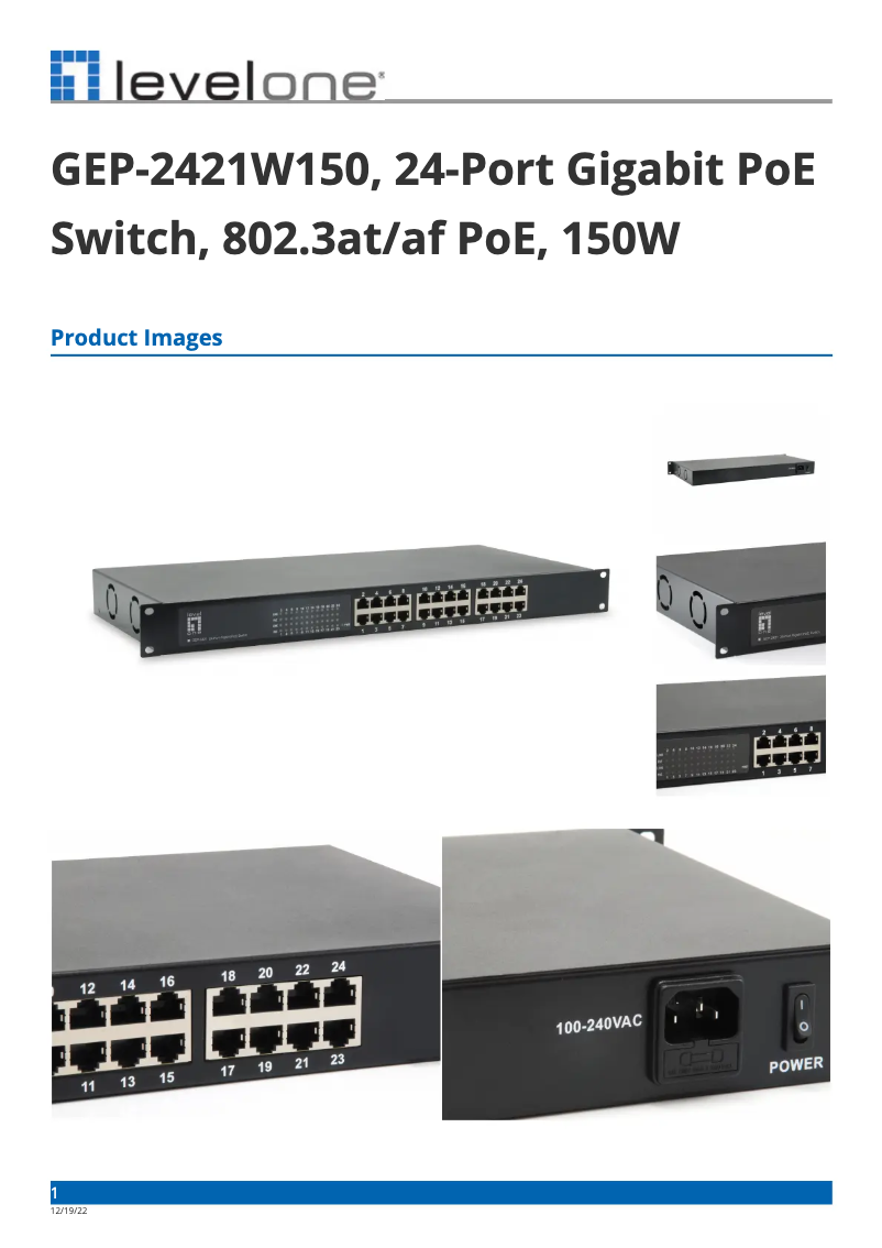Página 1 del manual Ficha técnica LevelOne GEP-2421W150