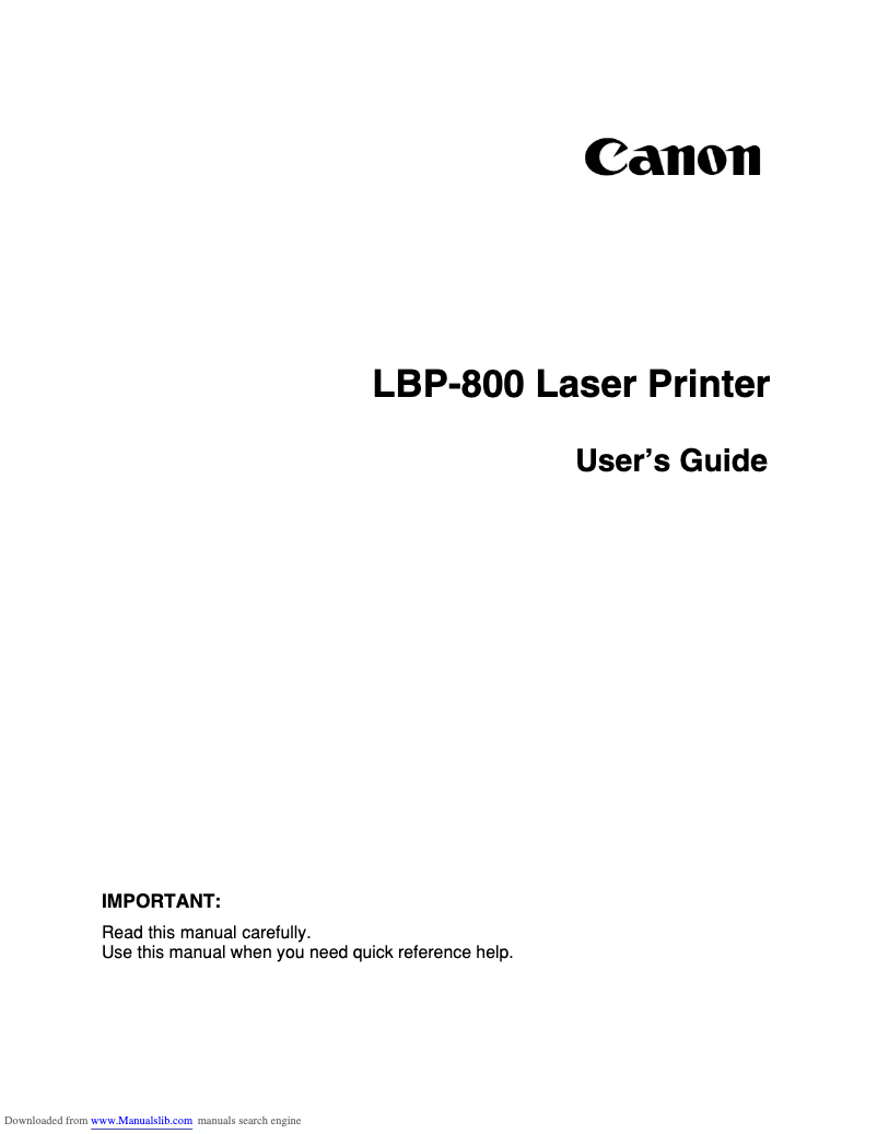 Image de la première page du manuel de l'appareil LBP-800