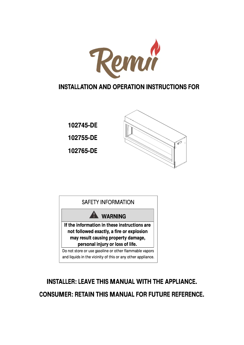Page n°1 - Manuel utilisateur Remii 102745-DE
