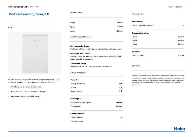 Image de la première page du manuel de l'appareil HVF91VW