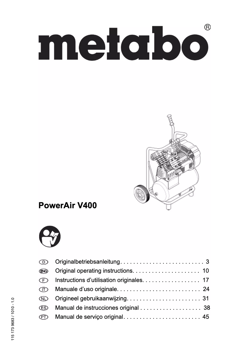 Image de la première page du manuel de l'appareil PowerAir V 400