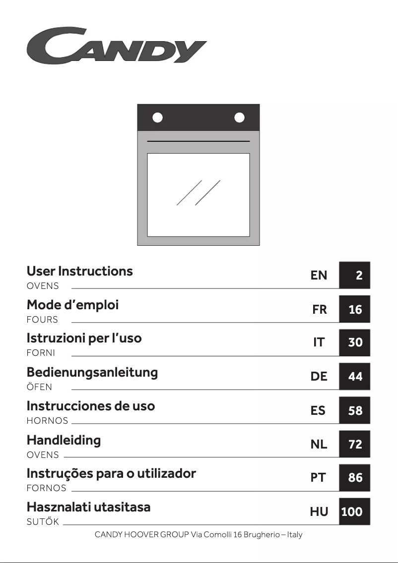 Page n°1 - Manuel utilisateur Candy PCI25CXCH64CCB