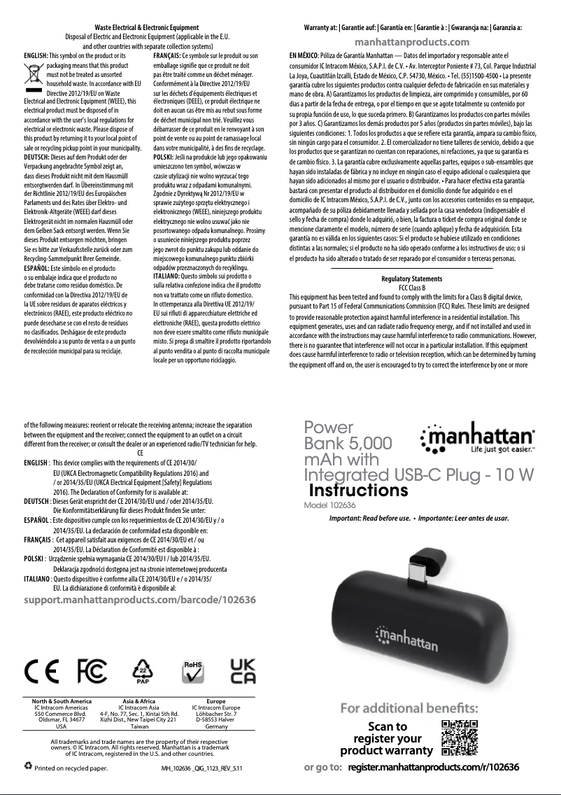 Image de la première page du manuel de l'appareil 102636