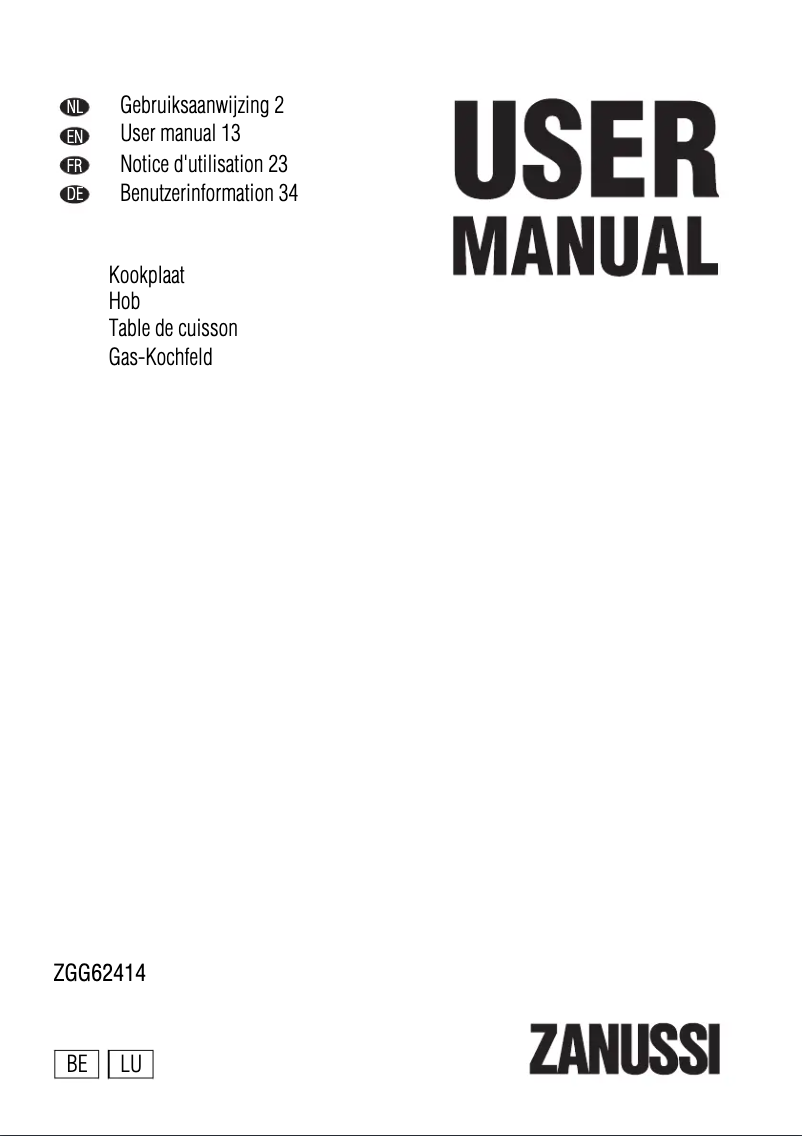 Image de la première page du manuel de l'appareil ZGG62414BA