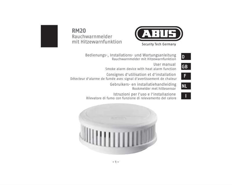 Page 1 de la notice Manuel utilisateur Abus RM20 Li