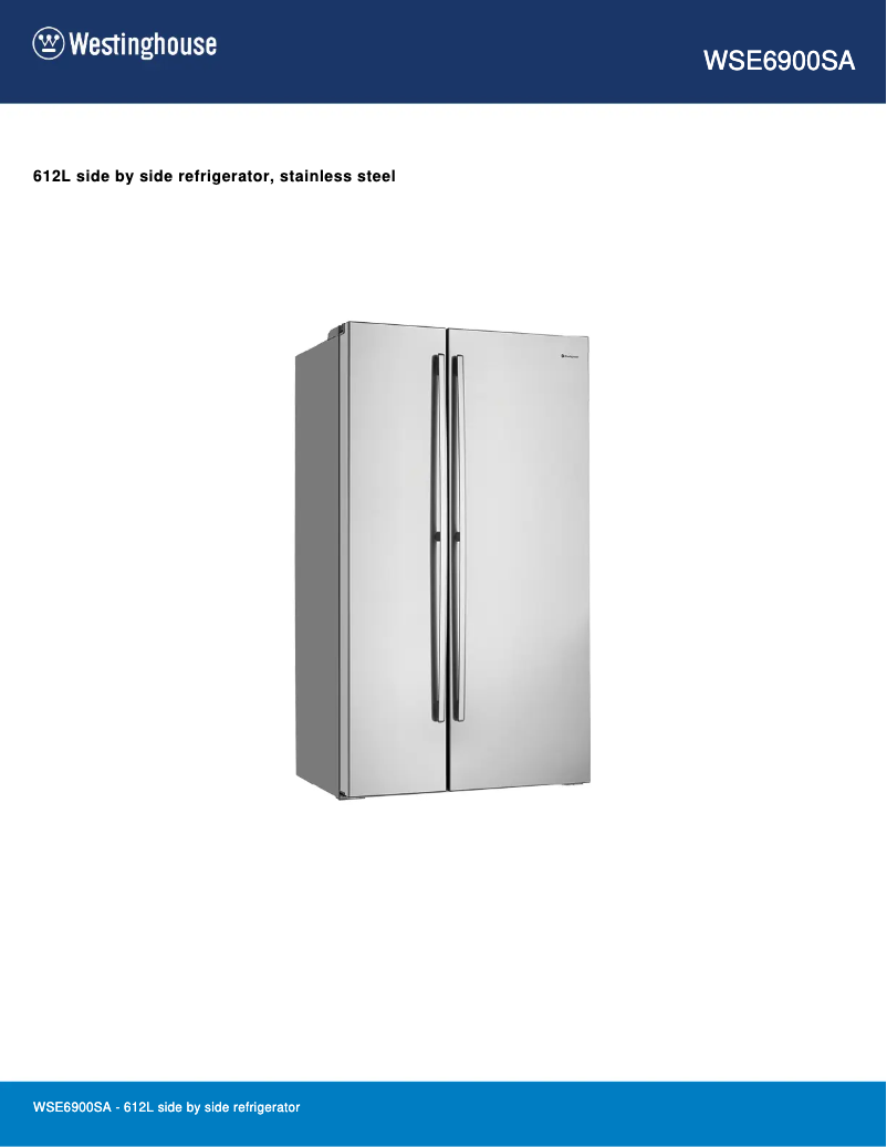 Page 1 de la notice Fiche technique Westinghouse WSE6900SA