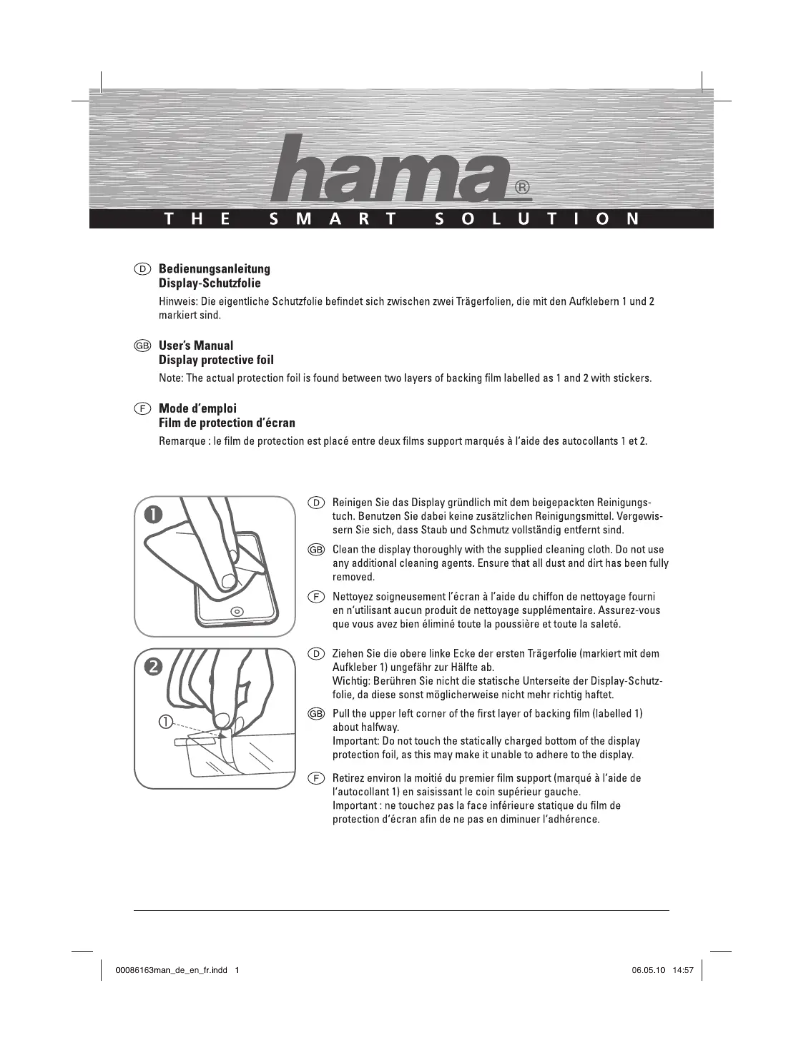 Page n°1 - Manuel utilisateur Hama Slide