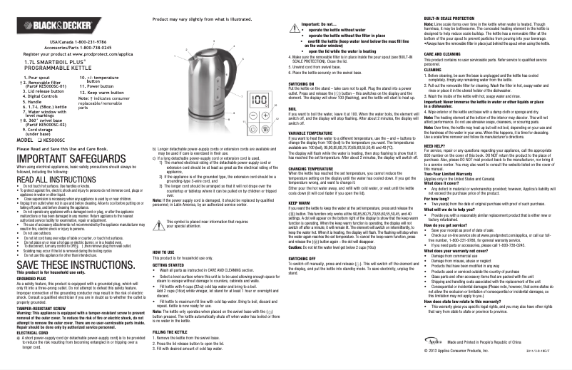 Page 1 de la notice Manuel utilisateur Black & Decker KE5000