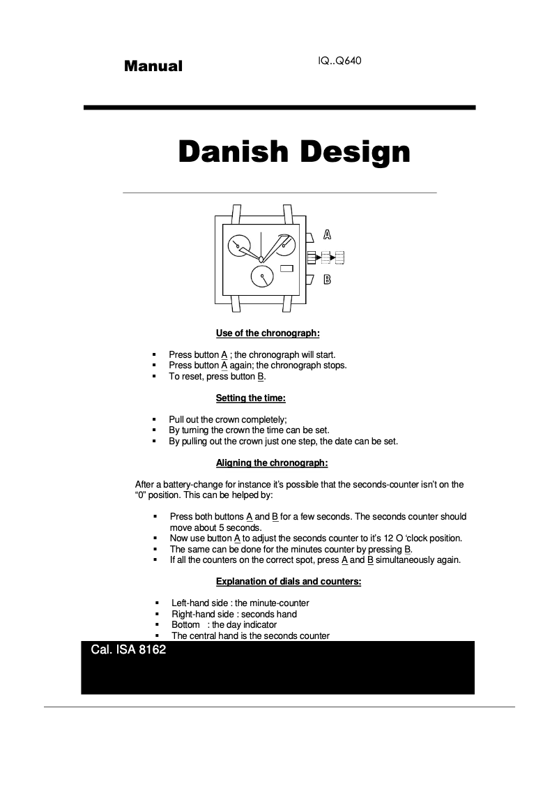 Page 1 de la notice Manuel utilisateur Danish Design Q640