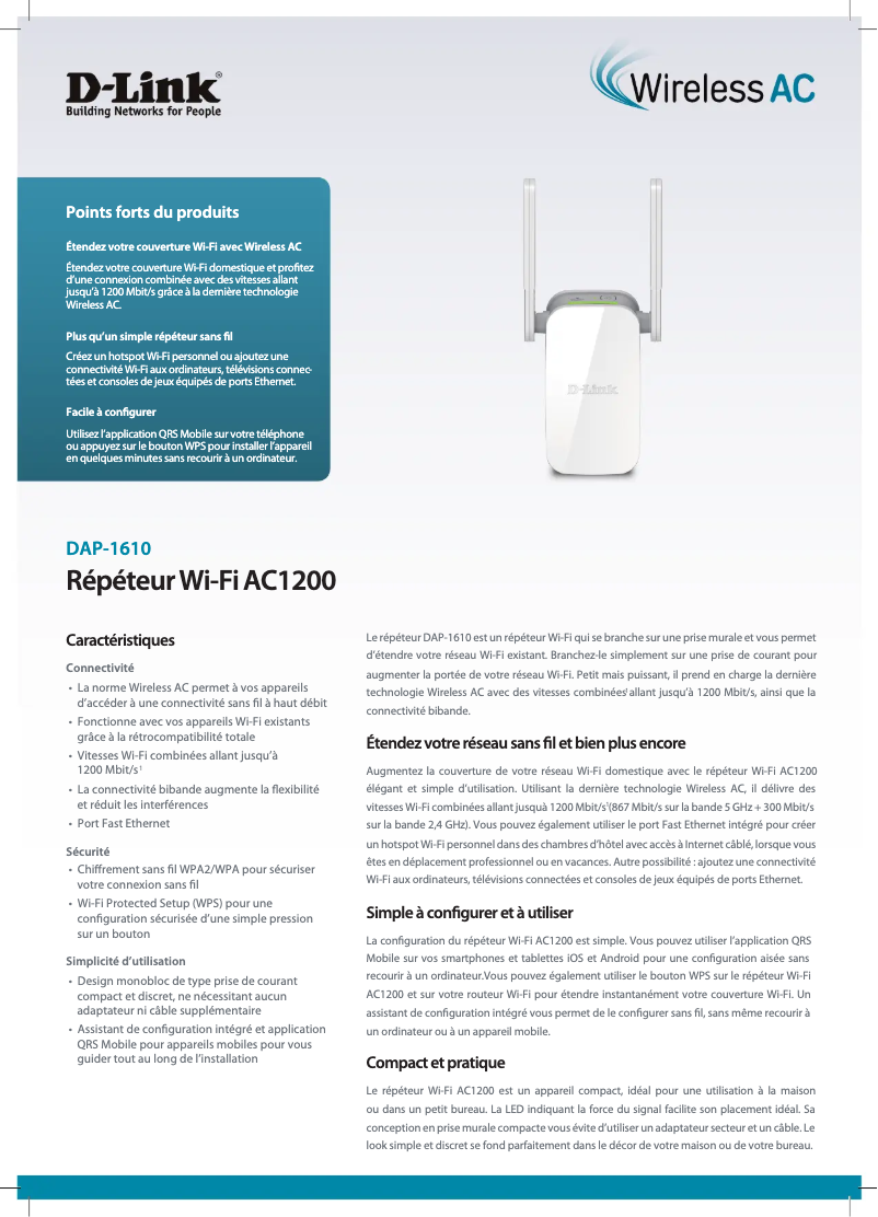 Image de la première page du manuel de l'appareil DAP-1610