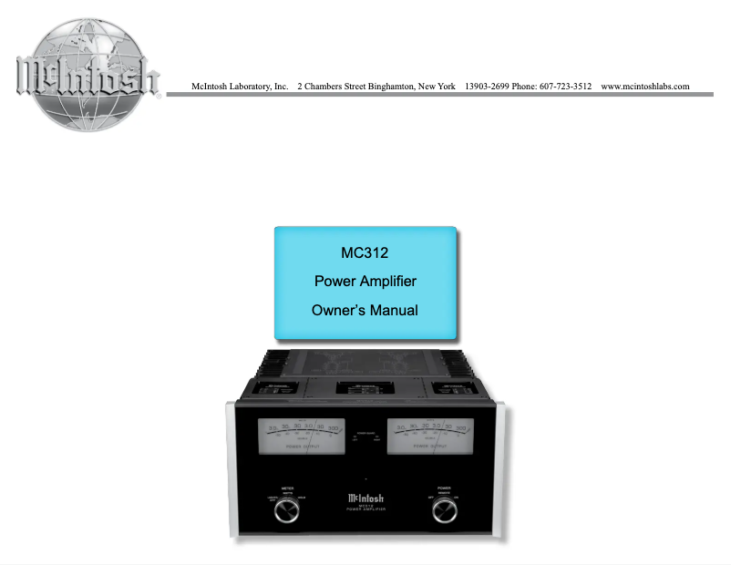 Page 1 de la notice Manuel utilisateur McIntosh MC312