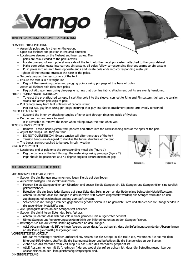 Page n°1 - Manuel utilisateur Vango Dunkeld 600