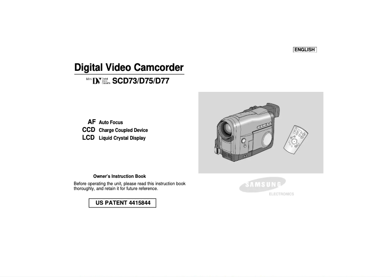 Image de la première page du manuel de l'appareil SCD73