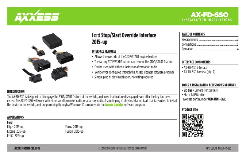Page 1 de la notice Manuel utilisateur AXESS AX-FD-SSO