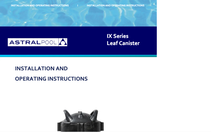 Page 1 de la notice Manuel utilisateur AstralPool IX Leaf Canister