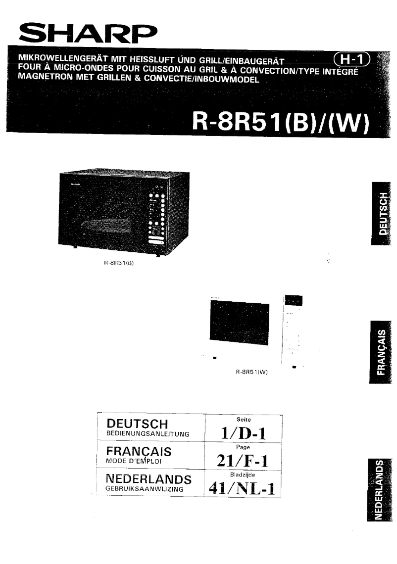 Page 1 de la notice Manuel utilisateur Sharp R-8R51
