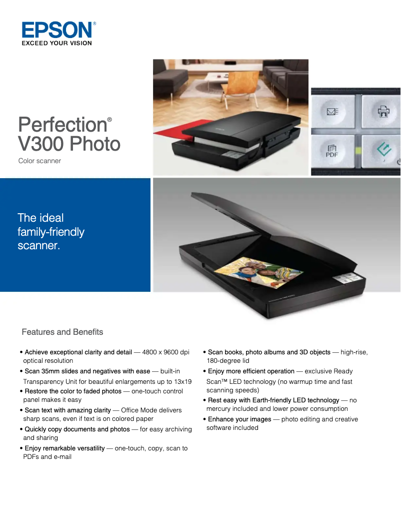 Page 1 de la notice Brochure Epson Perfection V300 Photo