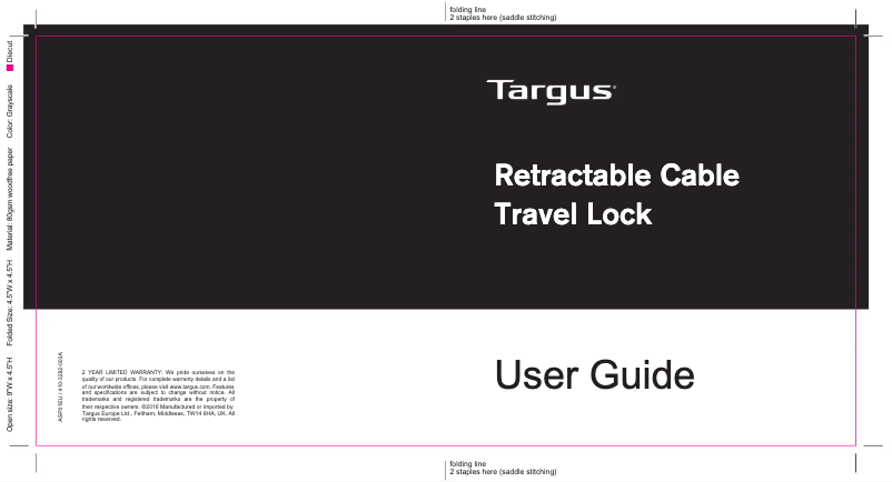 Page 1 de la notice Manuel utilisateur Targus ASP01EU