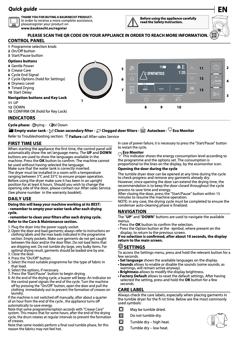 Image de la première page du manuel de l'appareil B8 D83WB EE